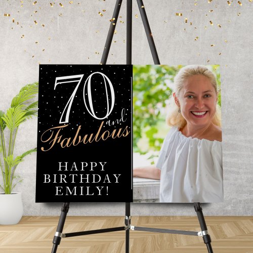 70 and Fabulous Elegant Black 70th Birthday Photo Foam Board