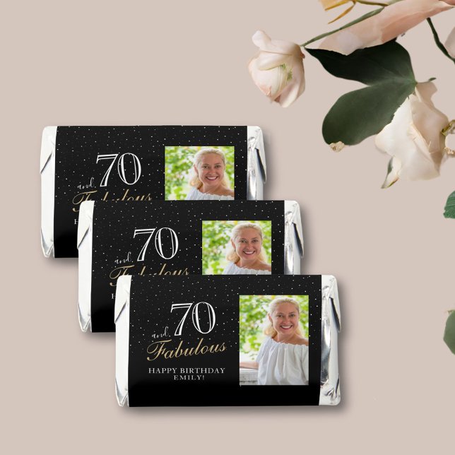 70 and Fabulous Elegant Black 70th Birthday Photo Hershey's Miniatures (Creator Uploaded)