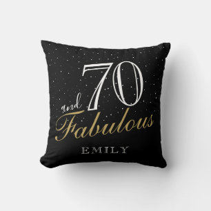 70 and Fabulous Elegant Black 70th Birthday Throw Pillow