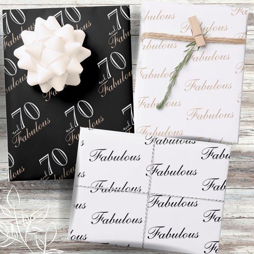 70 and Fabulous Elegant Black 70th Birthday Wrapping Paper Sheets