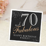 70 and Fabulous Elegant Black Script 70th Birthday Napkins<br><div class="desc">70 and Fabulous Elegant Black Script 70th Birthday Napkins. Make your own 70th birthday party paper napkin for her. Customize with the name and age.</div>