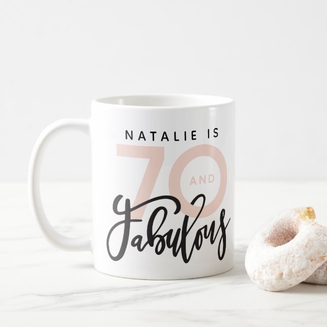 70 and fabulous elegant metallic birthday mug (With Donut)