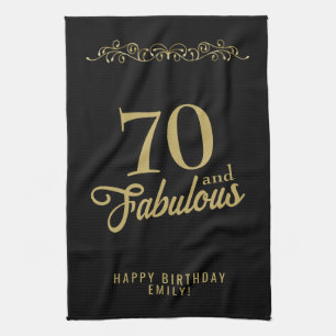 70 and Fabulous Elegant Ornament 70th Birthday Kitchen Towel