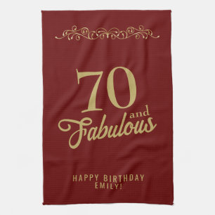 70 and Fabulous Elegant Ornament 70th Birthday Kitchen Towel