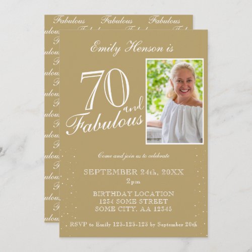 70 and Fabulous Elegant Photo Birthday Invitation