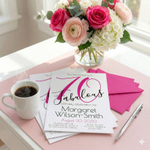 70 and Fabulous Elegant Pink Black 70th Birthday