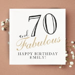 70 and Fabulous Elegant Script 70th Birthday Napkins<br><div class="desc">70 and Fabulous Elegant Script 70th Birthday Napkins. Make your own 70th birthday party paper napkin for her. Customize with the name and age.</div>