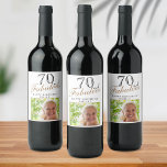 70 and Fabulous Elegant Script Photo 70th Birthday Wine Label<br><div class="desc">70 and Fabulous Elegant Script Photo 70th Birthday Wine Label. The saying 70 and fabulous is in modern script. Make your own 70th birthday party wine labels for her. Customize with the name and age number and insert your photo into the template.</div>