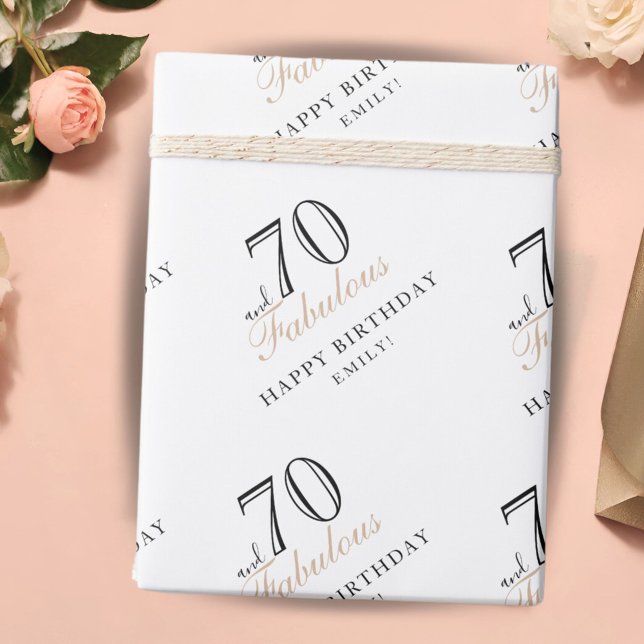 70 and Fabulous Elegant Woman 70th Birthday Wrapping Paper (Creator Uploaded)