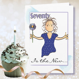 70 and Fabulous Female Sweet Cartoon Birthday Card