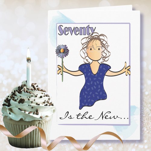 70 and Fabulous Female Sweet Cartoon Birthday Card