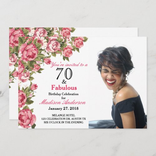 70 and Fabulous Floral  70th Birthday Invitations