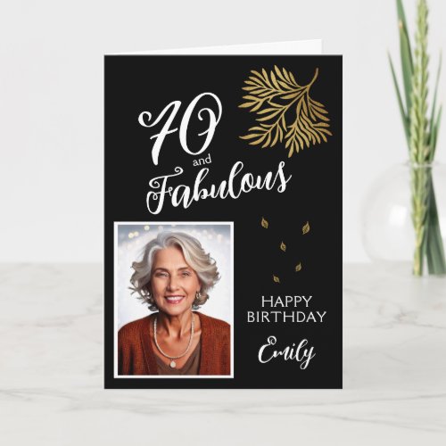 70 and Fabulous Foliage 70th Birthday Photo Card