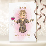 70 and Fabulous Funny Lady 70th Birthday Cartoon  Card<br><div class="desc">Is that fabulous person turning 70 (or any age) and doesn't seem to get any older?  Let her know she is still fabulous with this card that you can personalize for name and age</div>