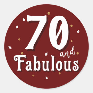 70 and Fabulous Glitter Red 70th Birthday Classic Round Sticker