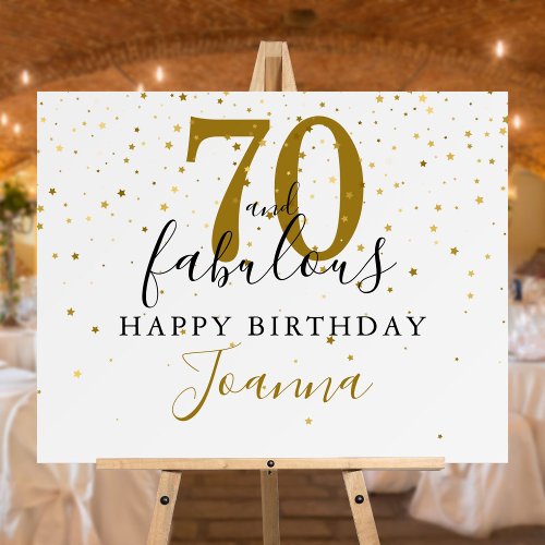 70 and Fabulous Gold and Black Birthday Party Sign