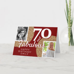 70 and Fabulous Gold Glitter 2 Photo 70th Birthday Card