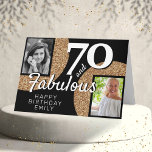 70 and Fabulous Gold Glitter 2 Photo 70th Birthday Card<br><div class="desc">70 and Fabulous Gold Glitter 2 Photo 70th Birthday Greeting Card. Add your photos - you can use an old and new photo. Add your name,  age and text inside or erase it.</div>