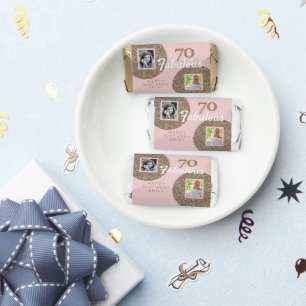 70 and Fabulous Gold Glitter 2 Photo 70th Birthday Hershey's Miniatures