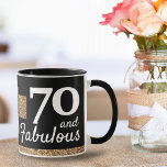 70 and Fabulous Gold Glitter 2 Photo 70th Birthday Mug<br><div class="desc">70 and Fabulous Gold Glitter 2 Photos 70th Birthday Black Mug. Add your photos - you can use an old and new photo.</div>