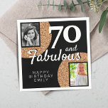 70 and Fabulous Gold Glitter 2 Photo 70th Birthday Napkins<br><div class="desc">70 and Fabulous Gold Glitter 2 Photo 70th Birthday Party Napkins. Add your photos - you can use an old and new photo. Add your name and age.</div>