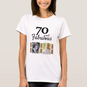 70 and Fabulous Gold Glitter 2 Photo 70th Birthday T-Shirt