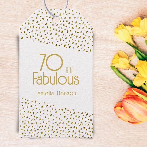 70 and Fabulous Gold Glitter 70th Birthday  Gift Tags