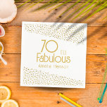 70 and Fabulous Gold Glitter 70th Birthday Napkins<br><div class="desc">70 and Fabulous Gold Glitter 70th Birthday Party Napkins. Modern and elegant birthday napkins with trendy typography and faux gold glitter dots. The design has a custom name. Make personalized 70th birthday napkins for her.</div>
