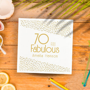 70 and Fabulous Gold Glitter 70th Birthday Napkins
