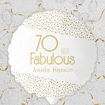70 and Fabulous Gold Glitter 70th Birthday Party  Balloon<br><div class="desc">70 and Fabulous Gold Glitter 70th Birthday Party Balloon. Modern and elegant birthday sticker with trendy typography and faux gold glitter spots. The design has a custom name. Make personalized 70th birthday balloon for her.</div>
