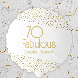 70 and Fabulous Gold Glitter 70th Birthday Party  Balloon