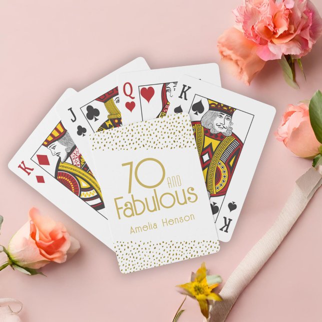 70 and Fabulous Gold Glitter 70th Birthday Poker Cards (Creator Uploaded)