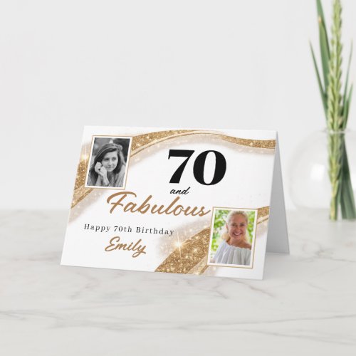 70 and Fabulous Gold Glitter Photo 70th Birthday