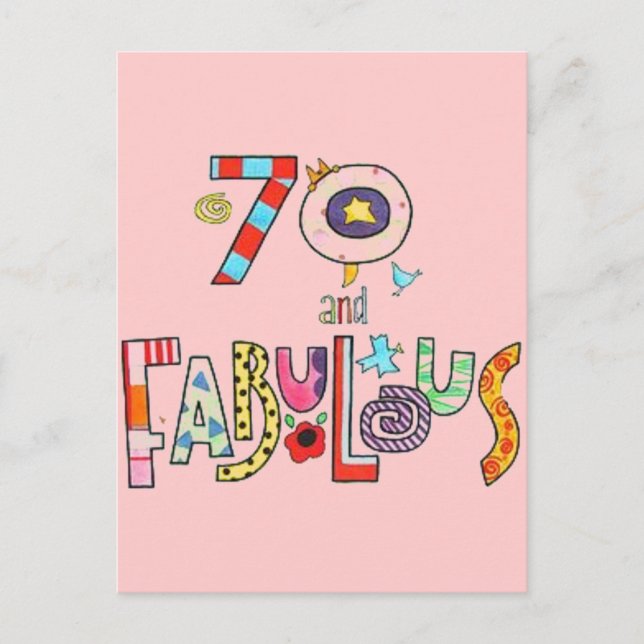 70 and Fabulous Happy 70th Birthday Postcard (Front)