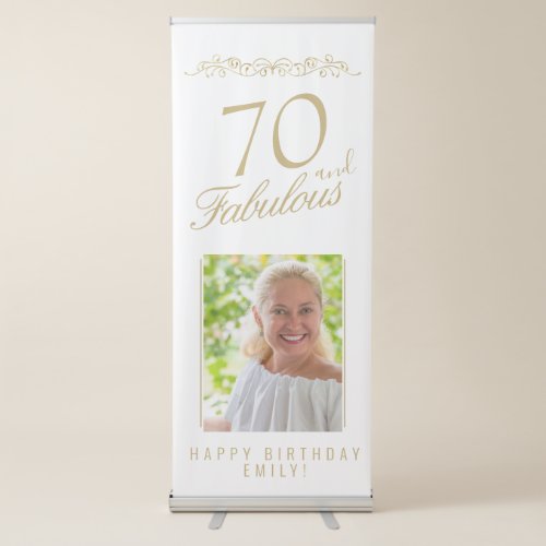 70 and Fabulous Ornament Birthday Photo Backdrop Retractable Banner