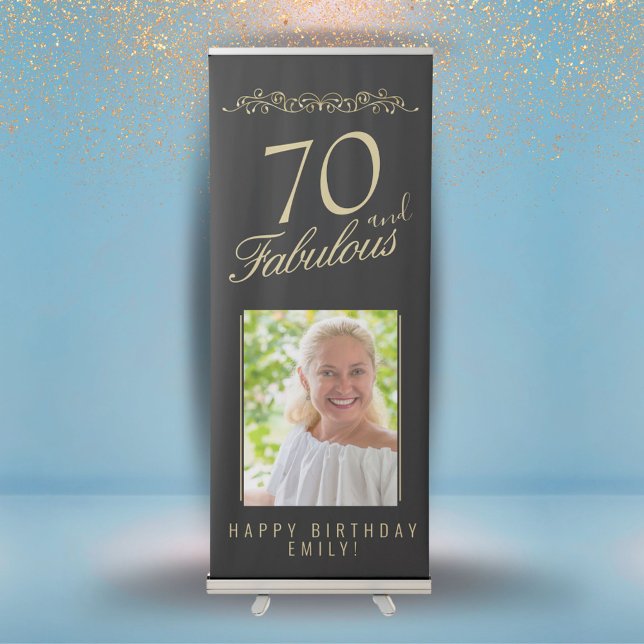 70 and Fabulous Ornament Birthday Photo Backdrop Retractable Banner (Creator Uploaded)