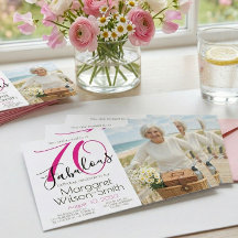 70 and Fabulous Photo Pink Black 70th Birthday