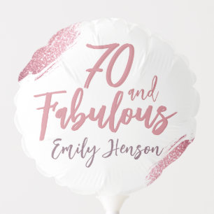 70 and Fabulous Pink Glitter 70th Birthday Balloon