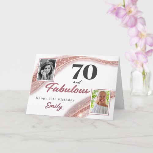 70 and Fabulous Rose Gold Photo 70th Birthday
