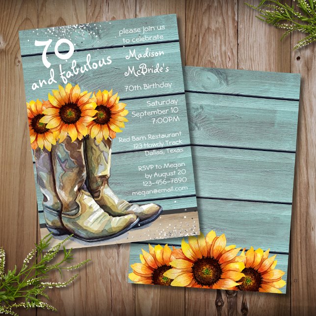 70 And Fabulous Rustic Country Western Sunflower Invitation (Creator Uploaded)