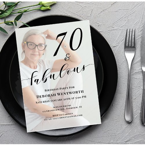 70 and Fabulous Sixtieth Birthday Photo Script Inv