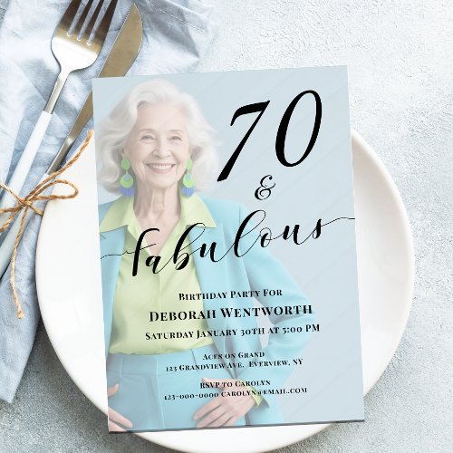 70 and Fabulous Sixtieth Birthday Photo Script Inv