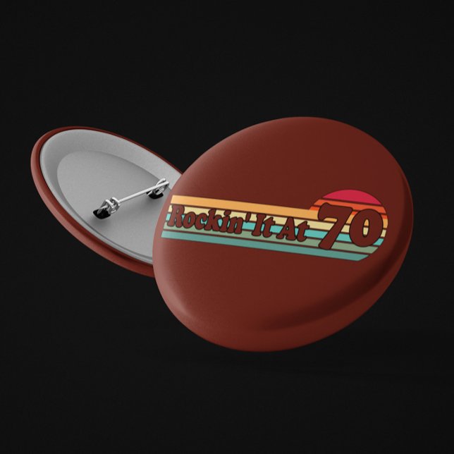 70 and Proud Retro Sunset Badge of Life Button (Creator Uploaded)