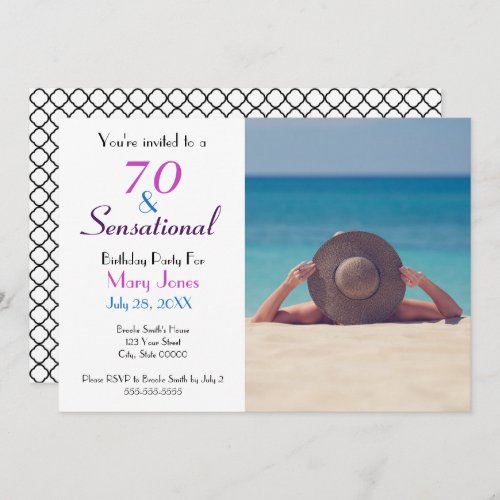 70 and Sensational 70th Birthday Party Invitation