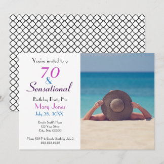 70 and Sensational 70th Birthday Party Invitation