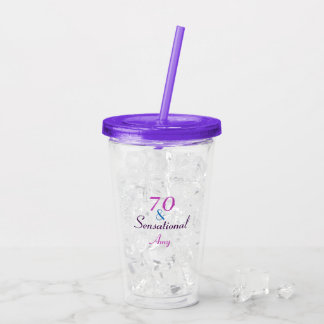 70 and Sensational Birthday Girly Personalize Acrylic Tumbler