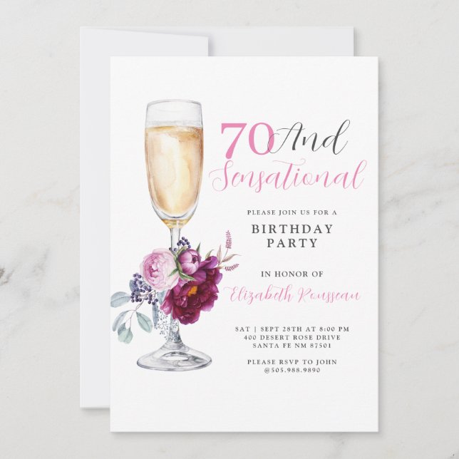 70 And Sensational Birthday Party Invitation (Front)