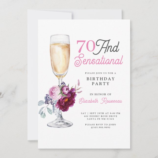 70 And Sensational Birthday Party Invitation (Front)