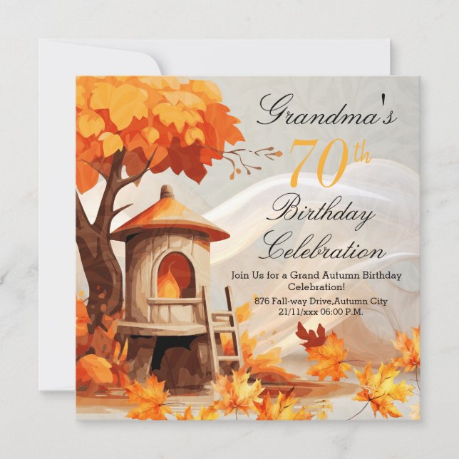 70  Autumn Birthday Invitation (Front)