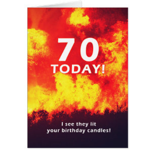 70 Birthday Forest Fire Candle Humor Cards